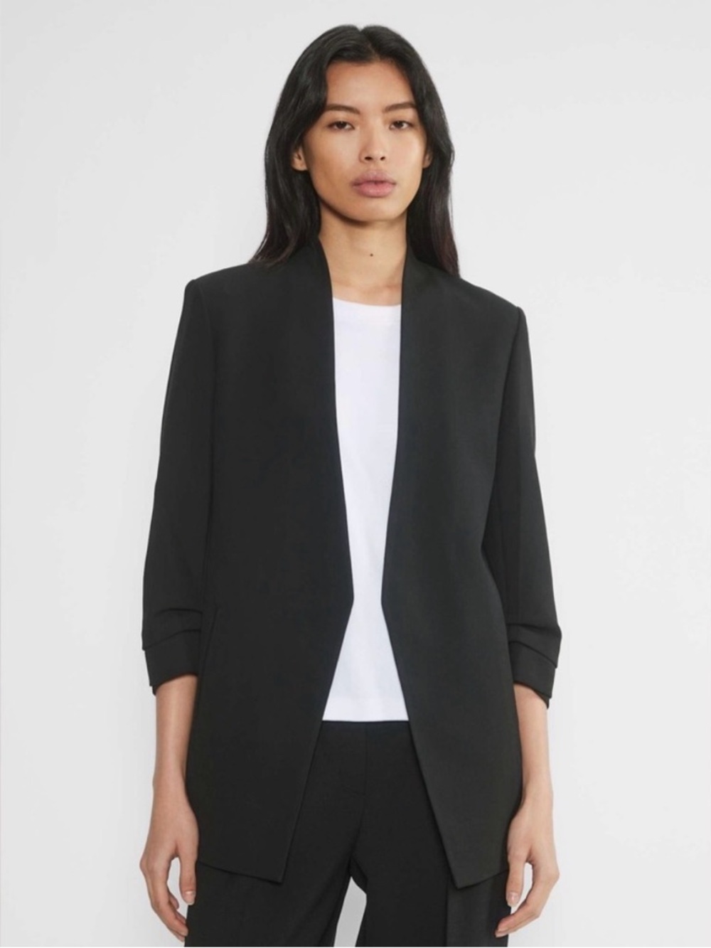 Babaton Black Power Blazer - Mirror Crepe